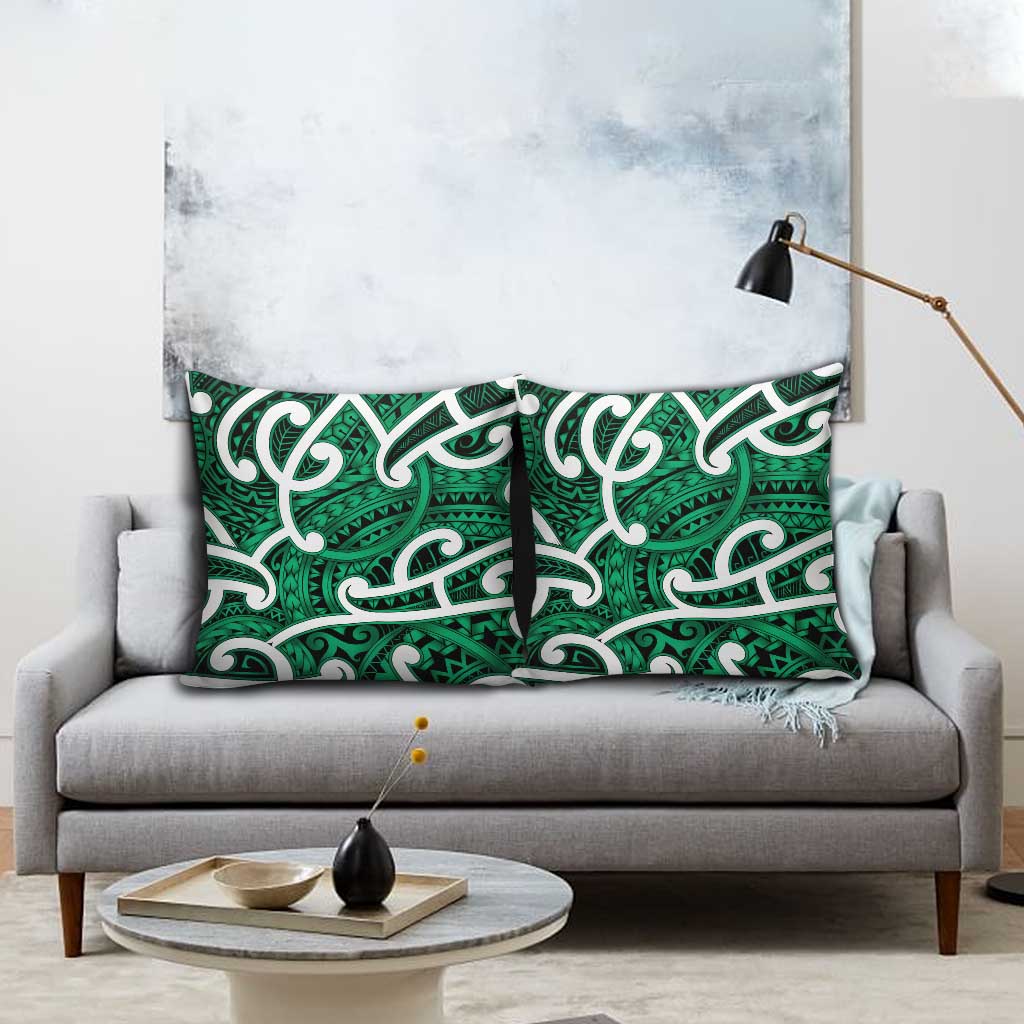 Aotearoa Maori Kowhaiwhai Pillow Cover Kakariki Puhoro and Patiki LT9 - Polynesian Pride