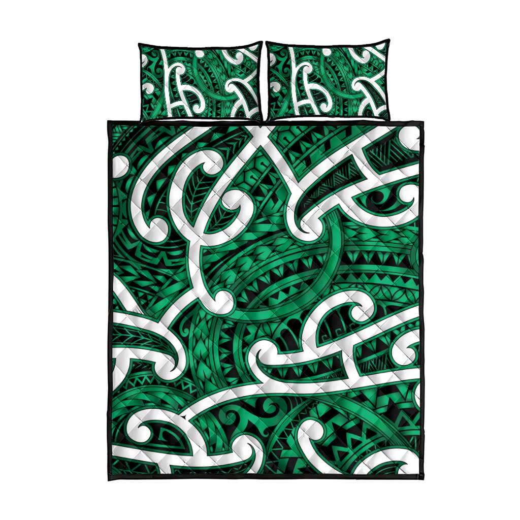 Aotearoa Maori Kowhaiwhai Quilt Bed Set Kakariki Puhoro and Patiki LT9 - Polynesian Pride