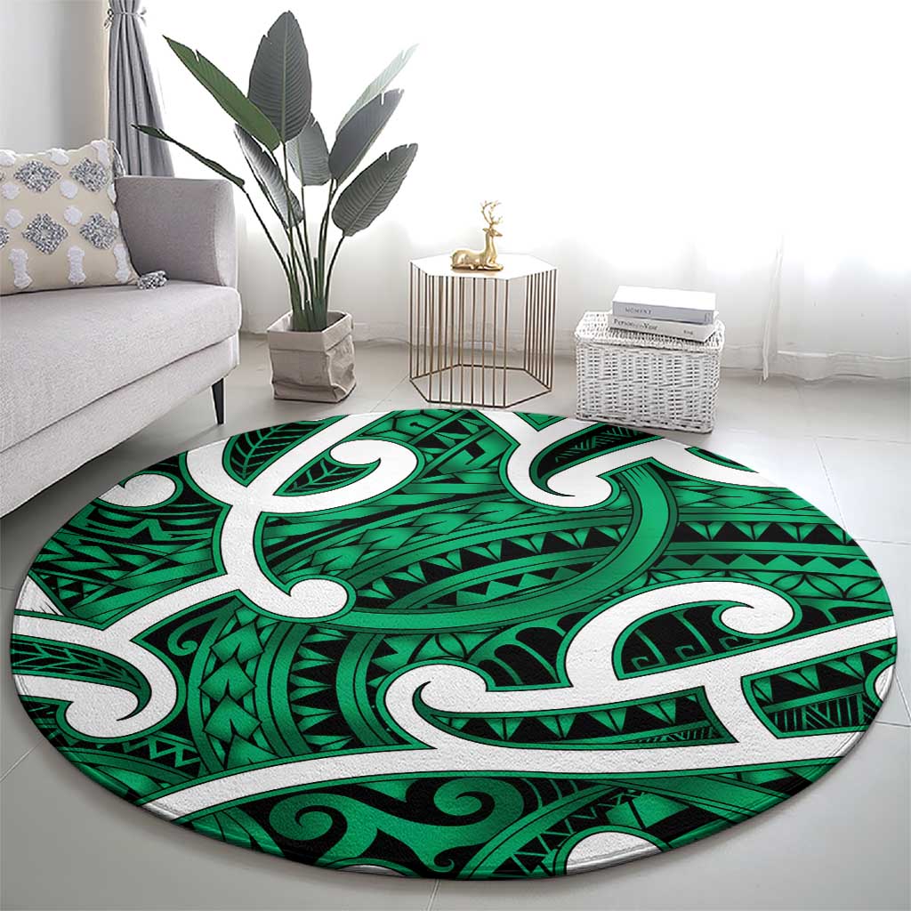 Aotearoa Maori Kowhaiwhai Round Carpet Kakariki Puhoro and Patiki LT9 - Polynesian Pride