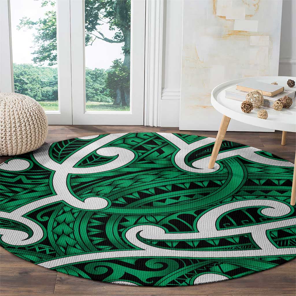 Aotearoa Maori Kowhaiwhai Round Carpet Kakariki Puhoro and Patiki LT9 - Polynesian Pride