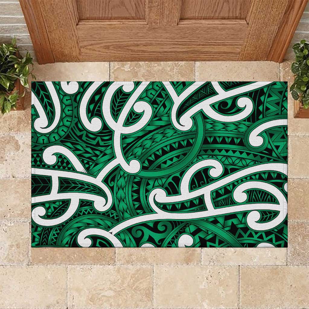 Aotearoa Maori Kowhaiwhai Rubber Doormat Kakariki Puhoro and Patiki