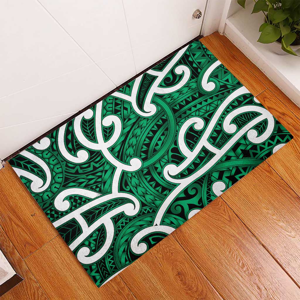Aotearoa Maori Kowhaiwhai Rubber Doormat Kakariki Puhoro and Patiki