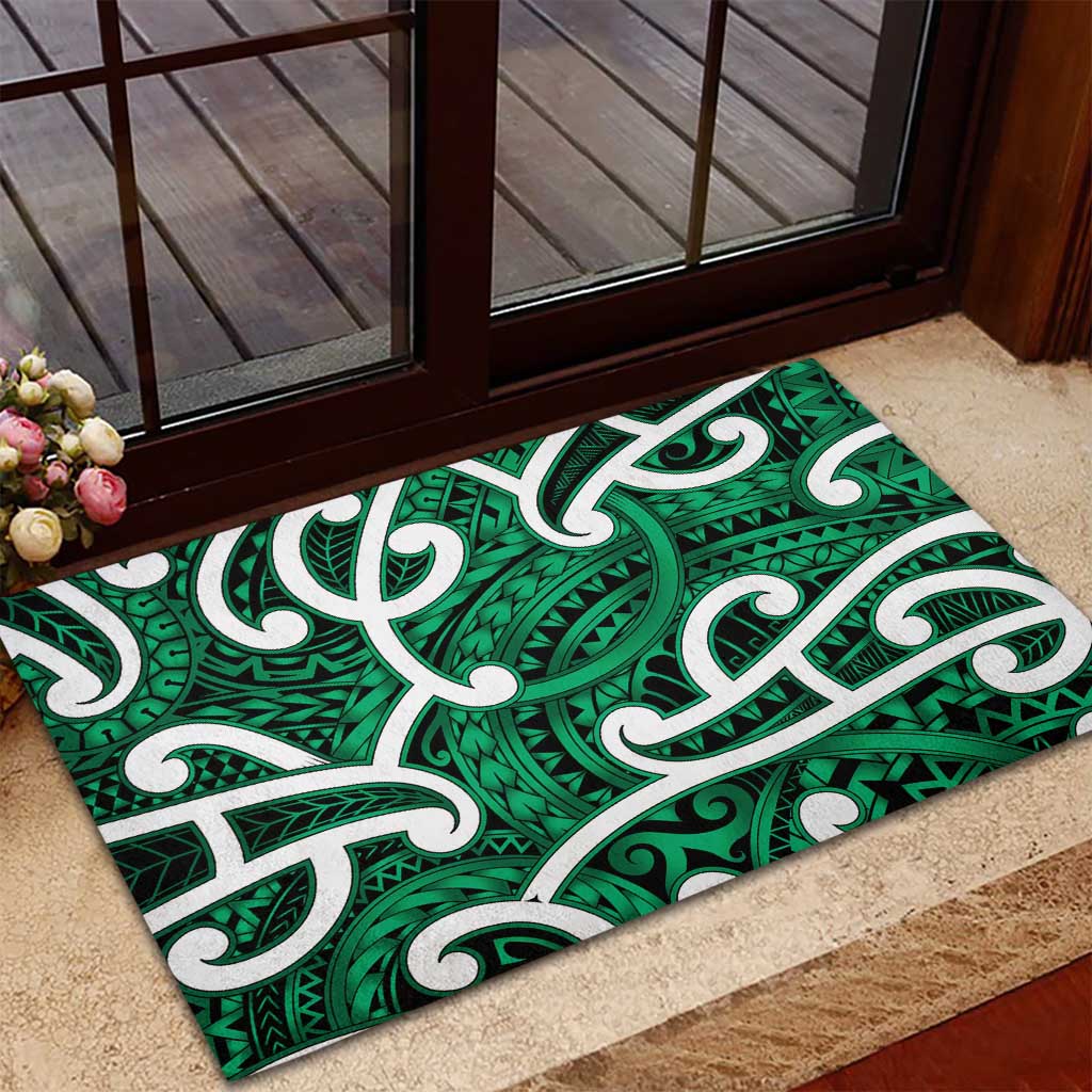 Aotearoa Maori Kowhaiwhai Rubber Doormat Kakariki Puhoro and Patiki