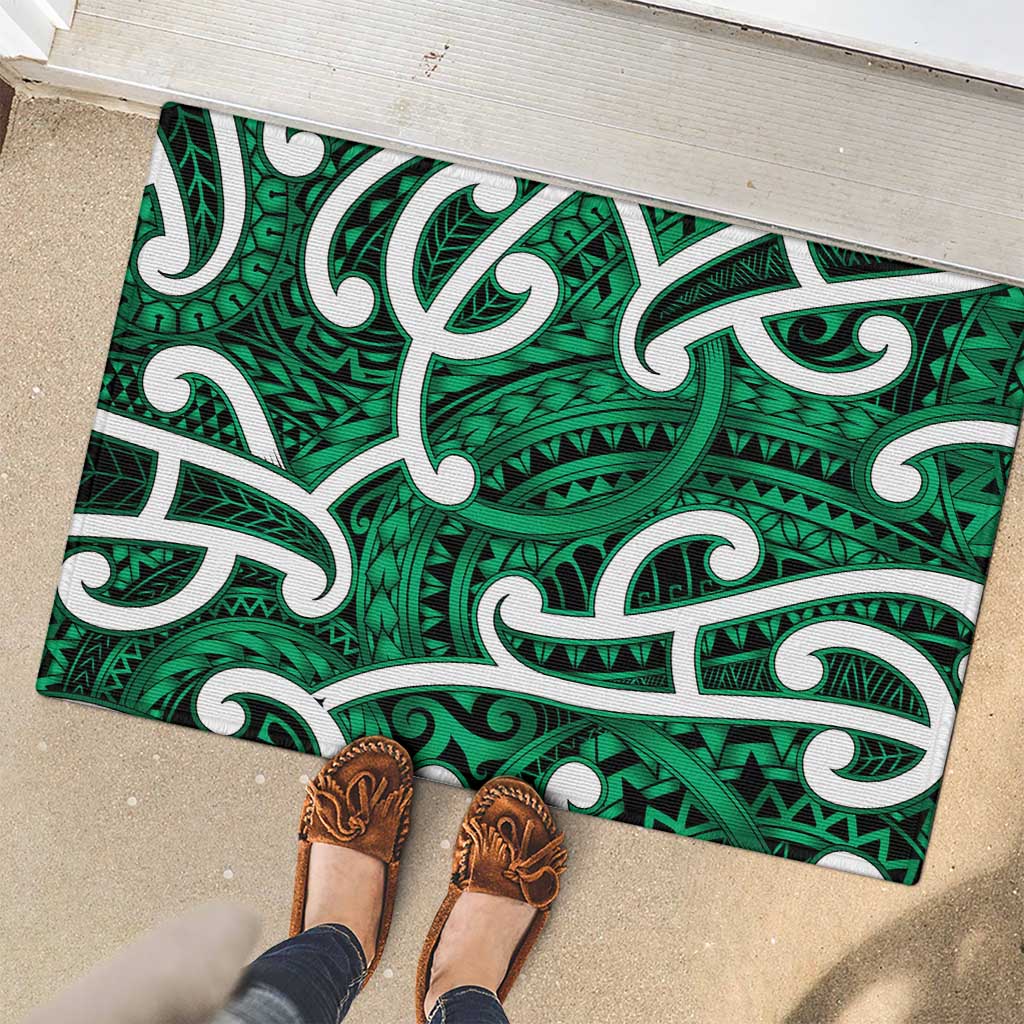 Aotearoa Maori Kowhaiwhai Rubber Doormat Kakariki Puhoro and Patiki