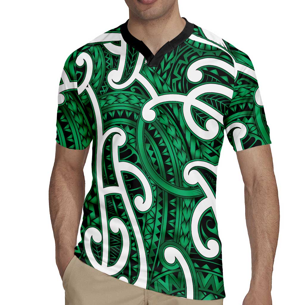 Aotearoa Maori Kowhaiwhai Rugby Jersey Kakariki Puhoro and Patiki LT9 - Polynesian Pride