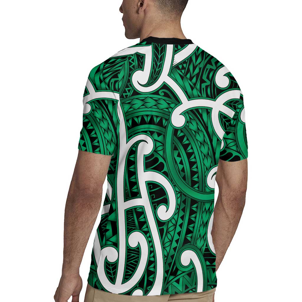 Aotearoa Maori Kowhaiwhai Rugby Jersey Kakariki Puhoro and Patiki LT9 - Polynesian Pride