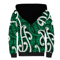 Aotearoa Maori Kowhaiwhai Sherpa Hoodie Kakariki Puhoro and Patiki
