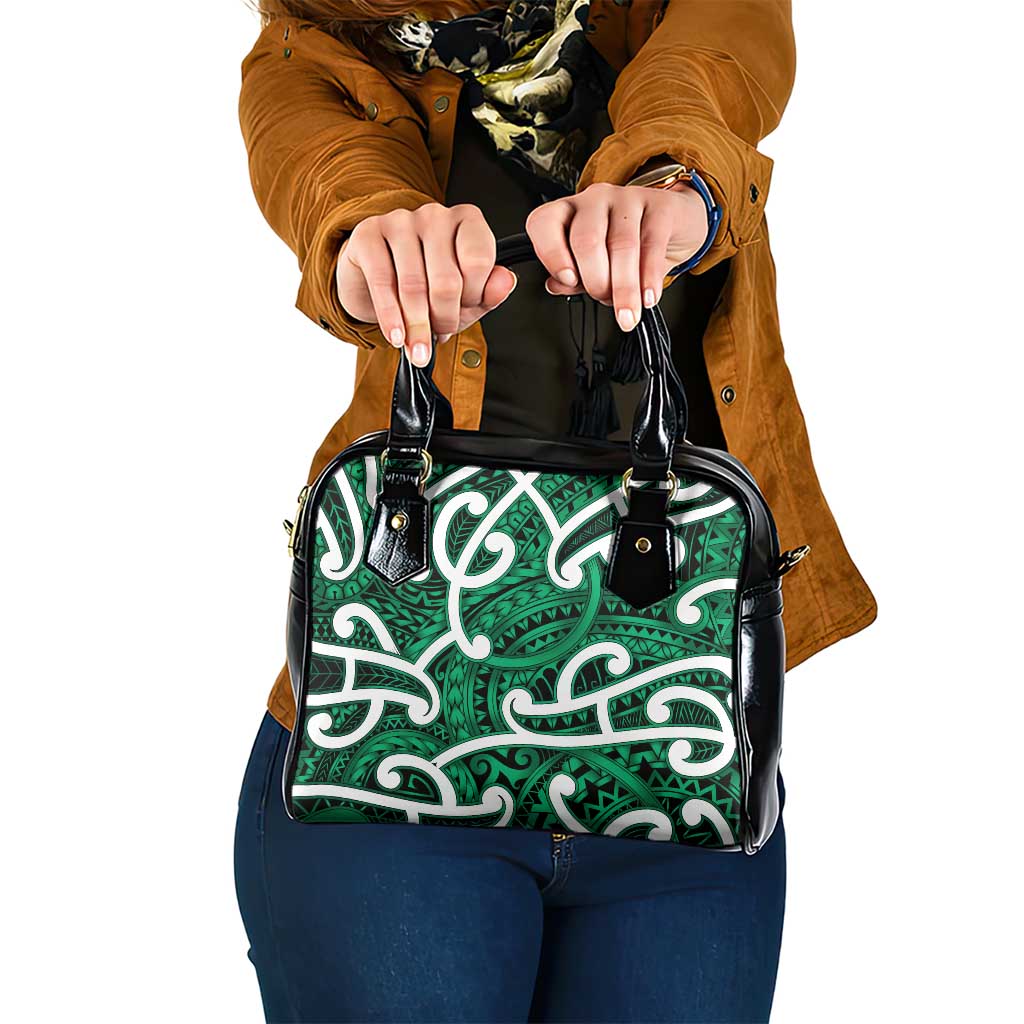 Aotearoa Maori Kowhaiwhai Shoulder Handbag Kakariki Puhoro and Patiki LT9 One Size Green - Polynesian Pride