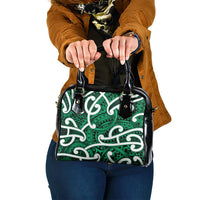 Aotearoa Maori Kowhaiwhai Shoulder Handbag Kakariki Puhoro and Patiki LT9 One Size Green - Polynesian Pride