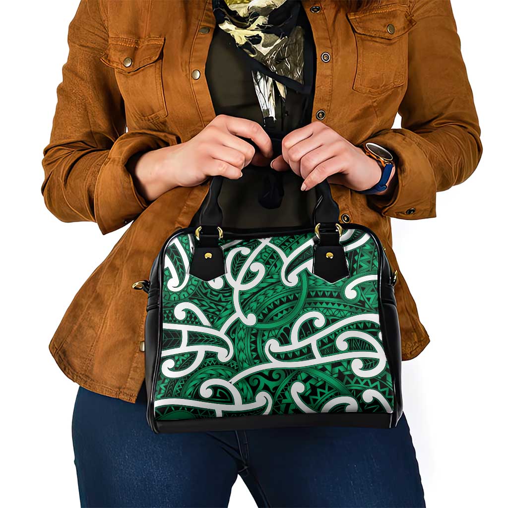 Aotearoa Maori Kowhaiwhai Shoulder Handbag Kakariki Puhoro and Patiki LT9 - Polynesian Pride