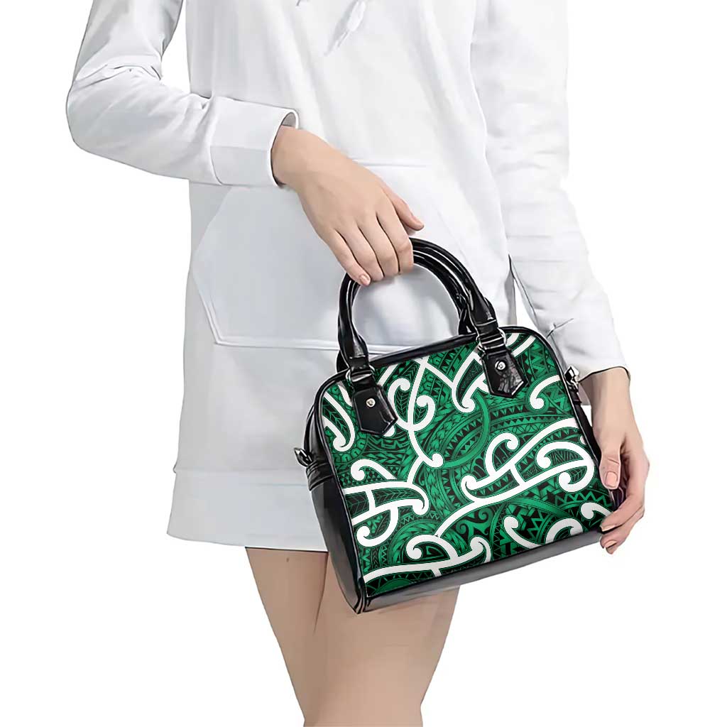 Aotearoa Maori Kowhaiwhai Shoulder Handbag Kakariki Puhoro and Patiki LT9 - Polynesian Pride