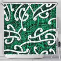 Aotearoa Maori Kowhaiwhai Shower Curtain Kakariki Puhoro and Patiki LT9 - Polynesian Pride