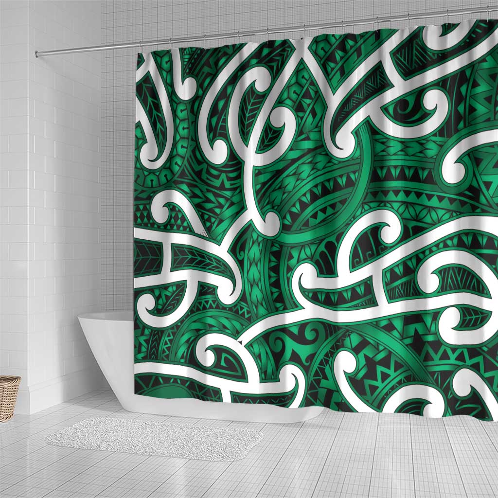 Aotearoa Maori Kowhaiwhai Shower Curtain Kakariki Puhoro and Patiki LT9 - Polynesian Pride