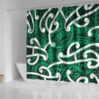 Aotearoa Maori Kowhaiwhai Shower Curtain Kakariki Puhoro and Patiki LT9 - Polynesian Pride