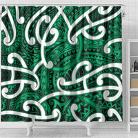 Aotearoa Maori Kowhaiwhai Shower Curtain Kakariki Puhoro and Patiki LT9 - Polynesian Pride