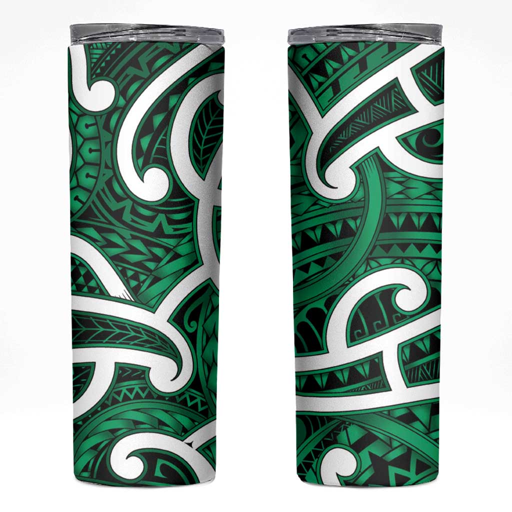 Aotearoa Maori Kowhaiwhai Skinny Tumbler Kakariki Puhoro and Patiki LT9 Green - Polynesian Pride