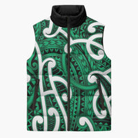 Aotearoa Maori Kowhaiwhai Sleeveless Puffer Jacket Kakariki Puhoro and Patiki LT9 Unisex Green - Polynesian Pride