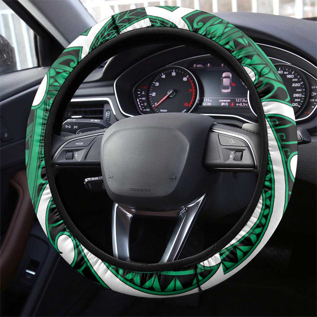 Aotearoa Maori Kowhaiwhai Steering Wheel Cover Kakariki Puhoro and Patiki LT9 - Polynesian Pride