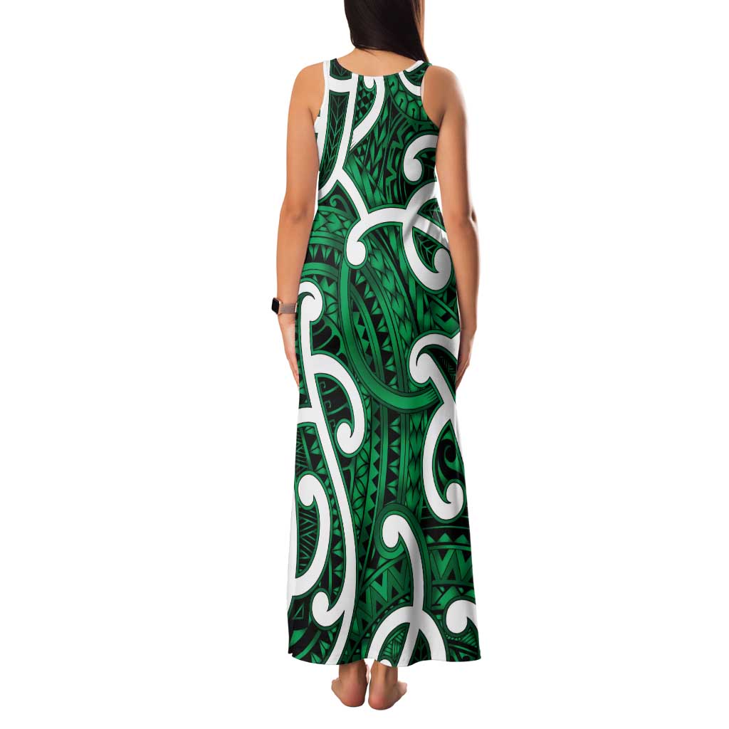 Aotearoa Maori Kowhaiwhai Tank Maxi Dress Kakariki Puhoro and Patiki LT9 - Polynesian Pride