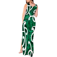 Aotearoa Maori Kowhaiwhai Tank Maxi Dress Kakariki Puhoro and Patiki LT9 - Polynesian Pride