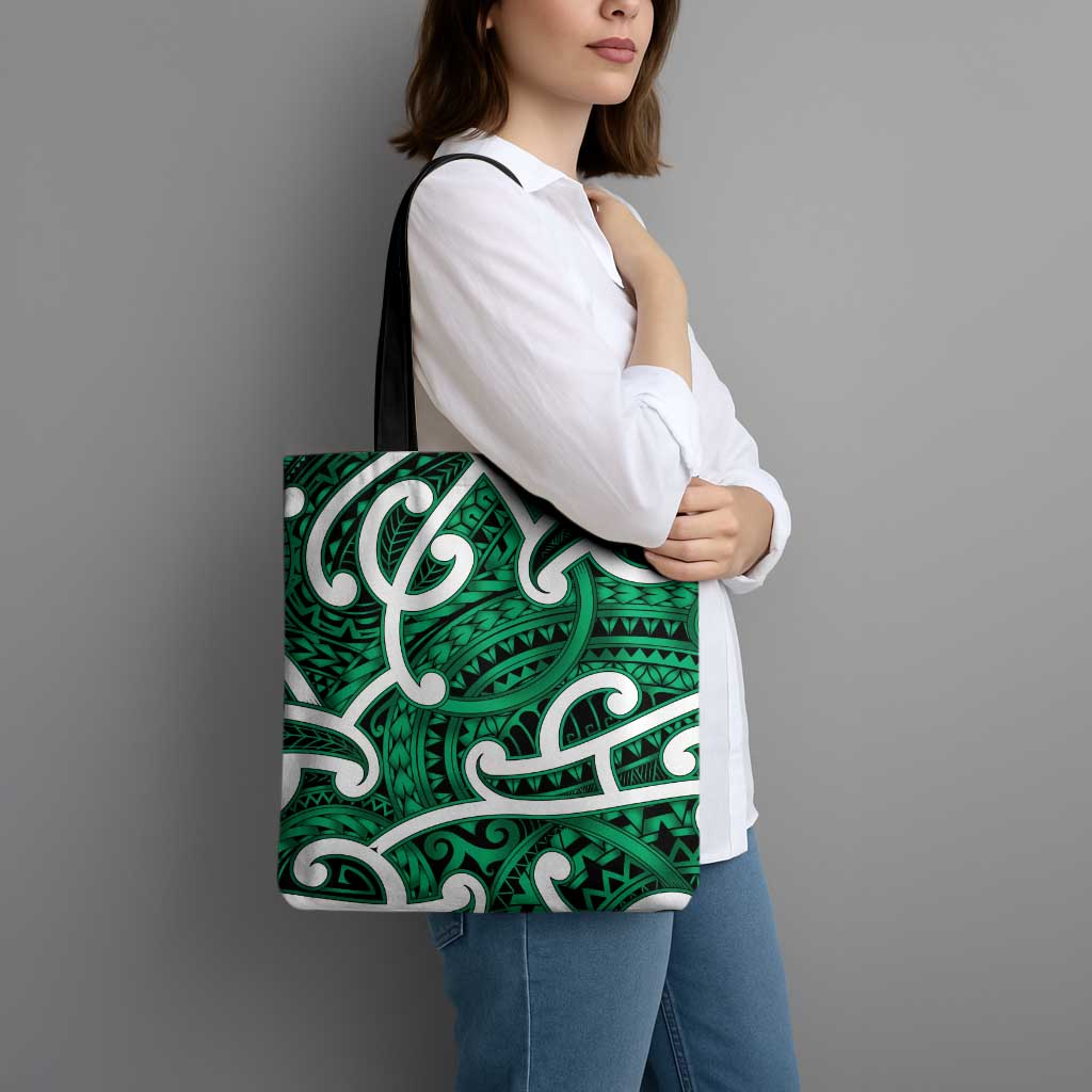 Aotearoa Maori Kowhaiwhai Tote Bag Kakariki Puhoro and Patiki