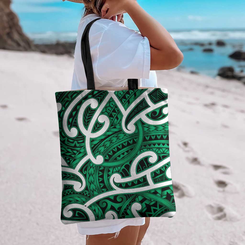 Aotearoa Maori Kowhaiwhai Tote Bag Kakariki Puhoro and Patiki