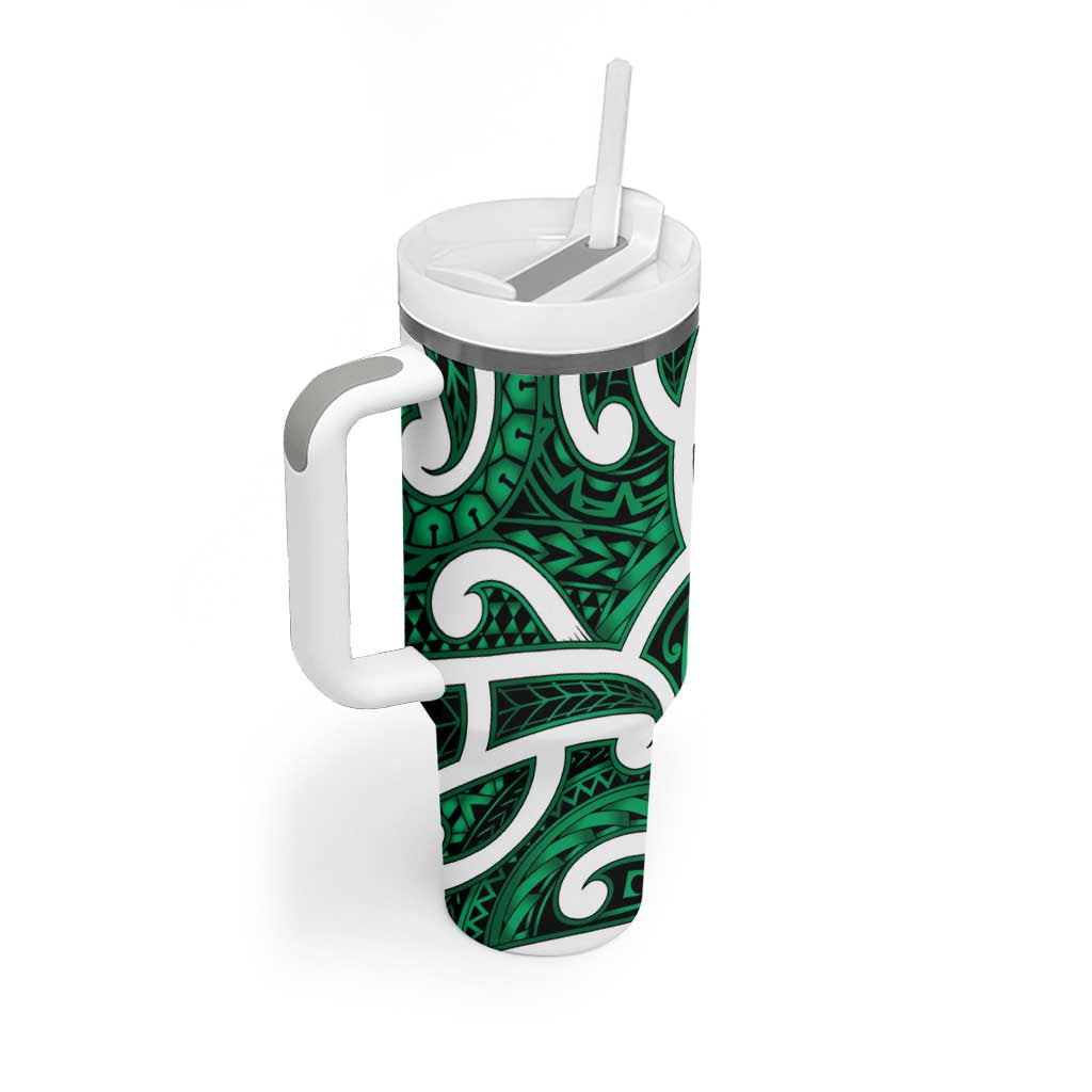 Aotearoa Maori Kowhaiwhai Tumbler With Handle Kakariki Puhoro and Patiki LT9 - Polynesian Pride
