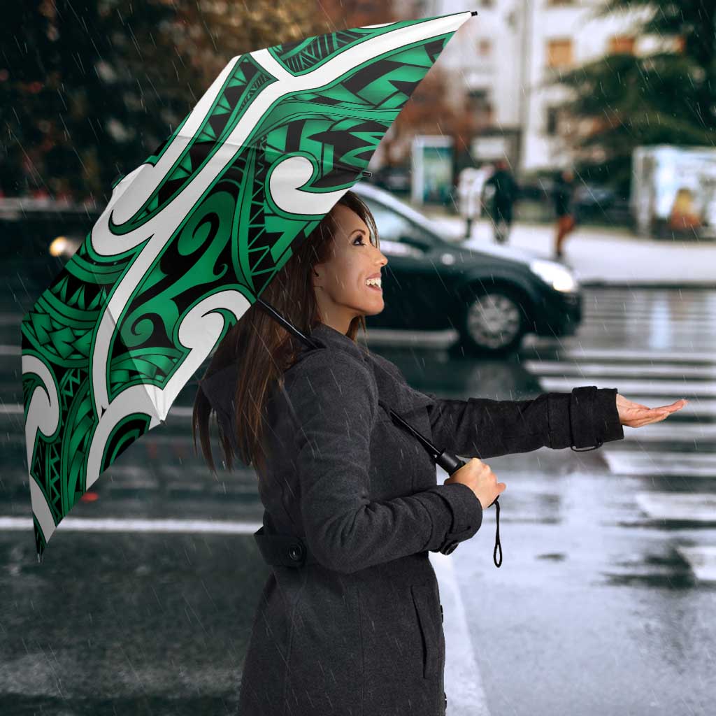 Aotearoa Maori Kowhaiwhai Umbrella Kakariki Puhoro and Patiki LT9 - Polynesian Pride