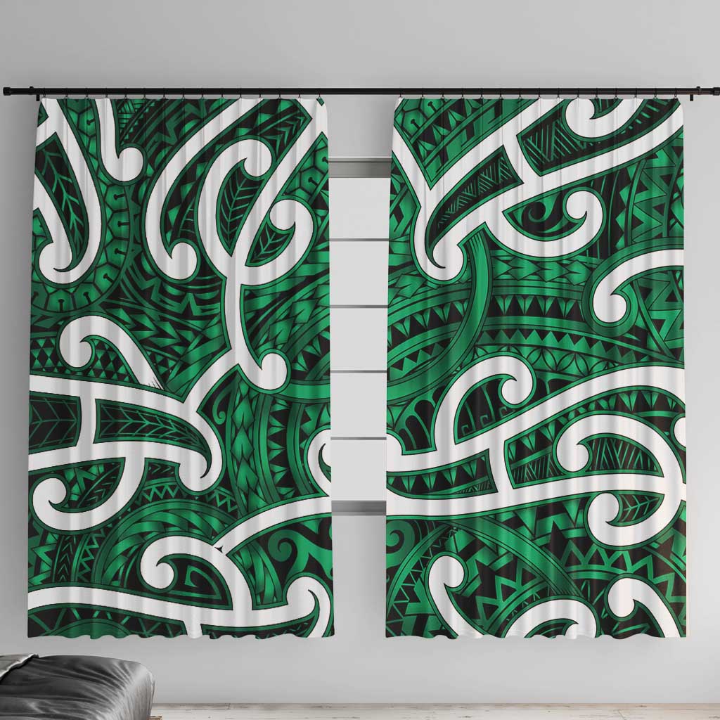 Aotearoa Maori Kowhaiwhai Window Curtain Kakariki Puhoro and Patiki
