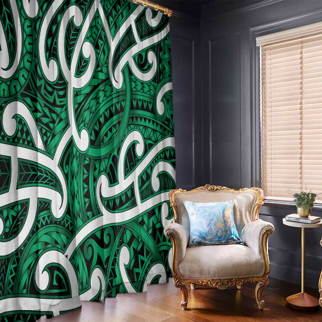 Aotearoa Maori Kowhaiwhai Window Curtain Kakariki Puhoro and Patiki
