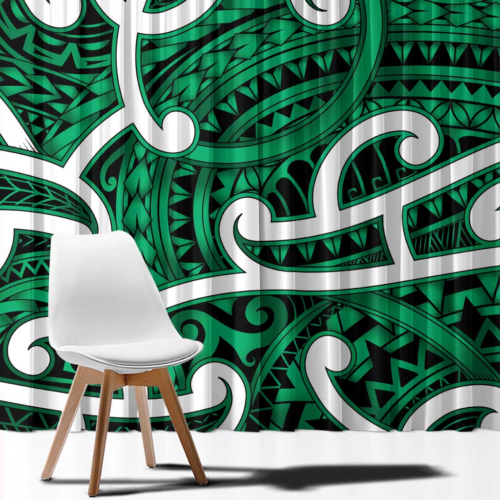Aotearoa Maori Kowhaiwhai Window Curtain Kakariki Puhoro and Patiki