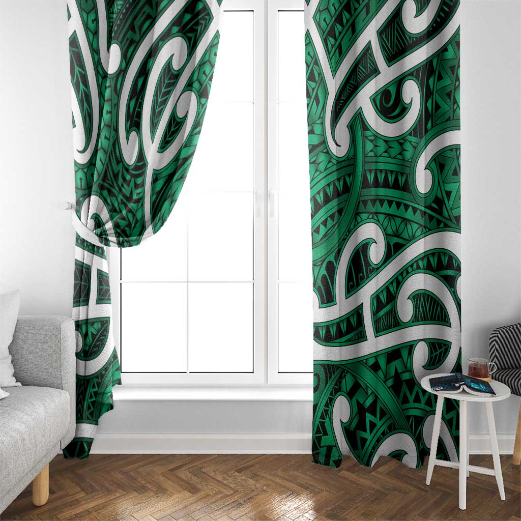Aotearoa Maori Kowhaiwhai Window Curtain Kakariki Puhoro and Patiki