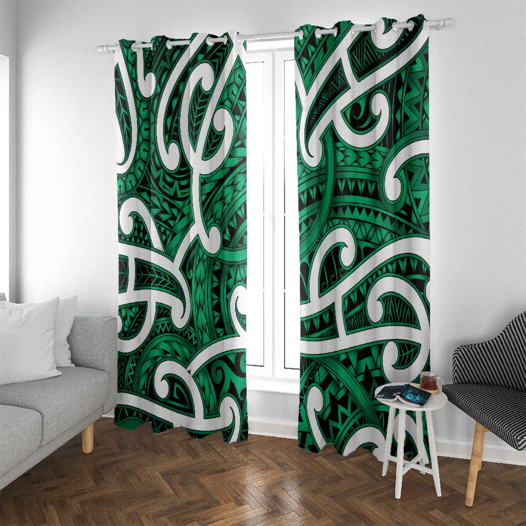 Aotearoa Maori Kowhaiwhai Window Curtain Kakariki Puhoro and Patiki