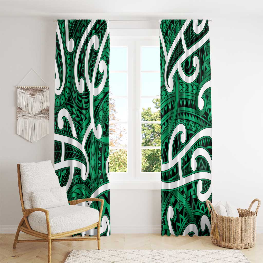 Aotearoa Maori Kowhaiwhai Window Curtain Kakariki Puhoro and Patiki