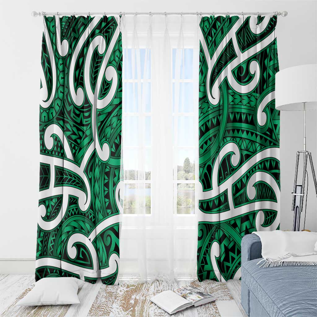 Aotearoa Maori Kowhaiwhai Window Curtain Kakariki Puhoro and Patiki