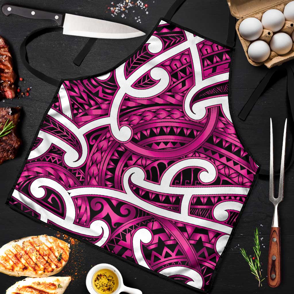 Aotearoa Maori Kowhaiwhai Apron Mawhero Puhoro and Patiki LT9 Pink - Polynesian Pride