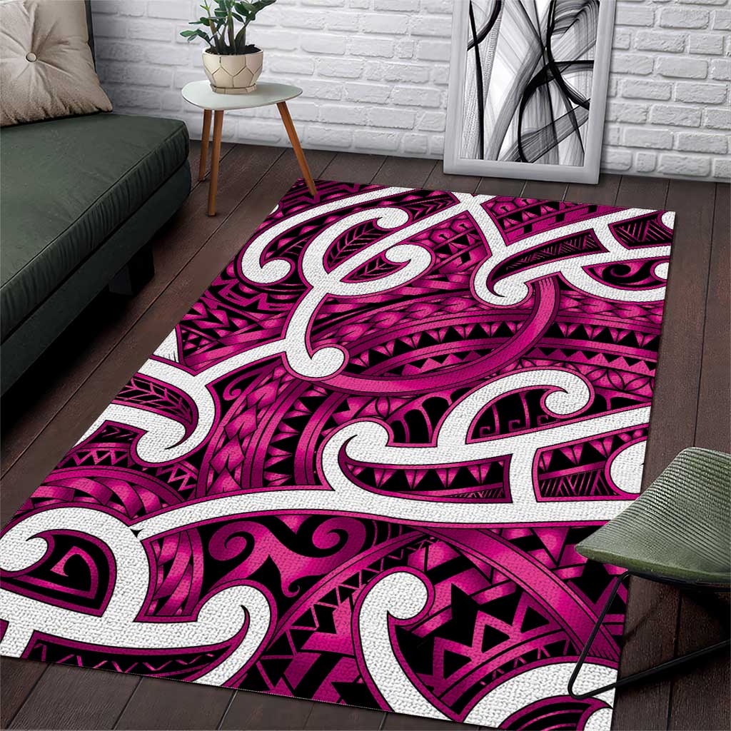 Aotearoa Maori Kowhaiwhai Area Rug Mawhero Puhoro and Patiki LT9 Pink - Polynesian Pride