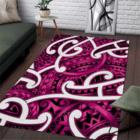 Aotearoa Maori Kowhaiwhai Area Rug Mawhero Puhoro and Patiki LT9 Pink - Polynesian Pride