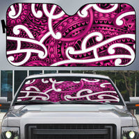 Aotearoa Maori Kowhaiwhai Auto Sun Shade Mawhero Puhoro and Patiki LT9 Pink - Polynesian Pride
