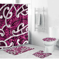 Aotearoa Maori Kowhaiwhai Bathroom Set Mawhero Puhoro and Patiki LT9 Bathroom Set (4 pcs) Pink - Polynesian Pride