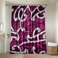 Aotearoa Maori Kowhaiwhai Bathroom Set Mawhero Puhoro and Patiki LT9 Shower Curtain Only Pink - Polynesian Pride