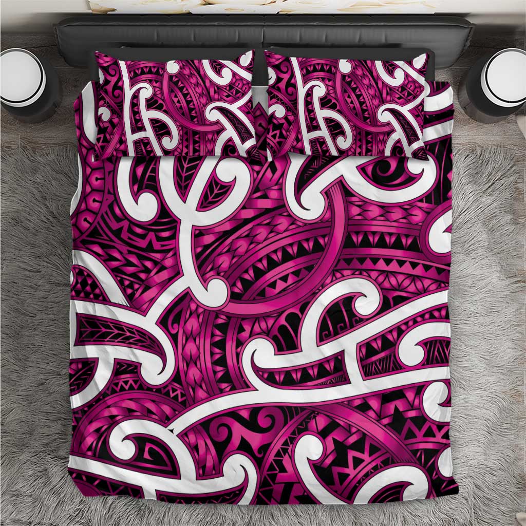 Aotearoa Maori Kowhaiwhai Bedding Set Mawhero Puhoro and Patiki LT9 Pink - Polynesian Pride