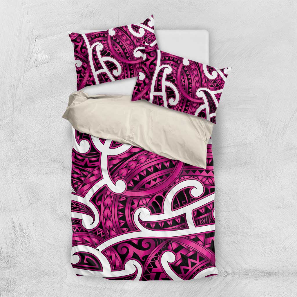Aotearoa Maori Kowhaiwhai Bedding Set Mawhero Puhoro and Patiki LT9 US Twin 172cm x 218cm Pink - Polynesian Pride
