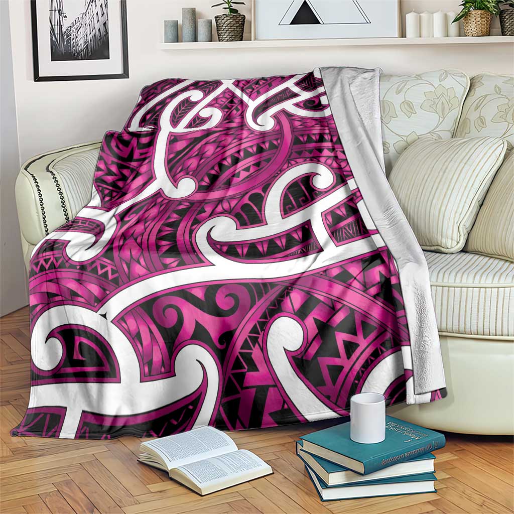 Aotearoa Maori Kowhaiwhai Blanket Mawhero Puhoro and Patiki LT9 Pink - Polynesian Pride