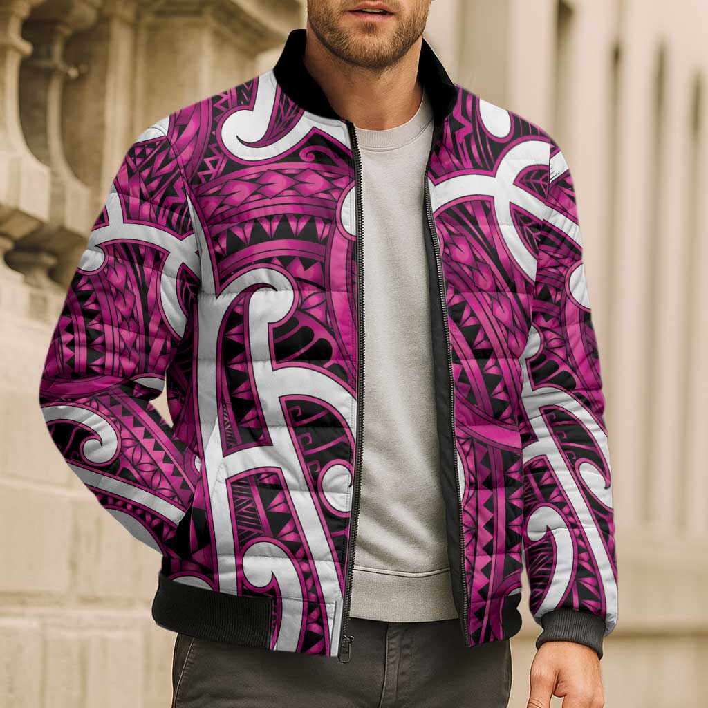 Aotearoa Maori Kowhaiwhai Bomber Puffer Jacket Mawhero Puhoro and Patiki LT9 - Polynesian Pride