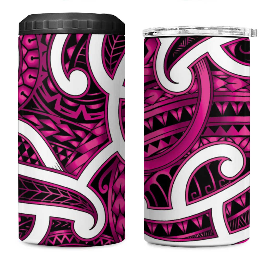 Aotearoa Maori Kowhaiwhai 4 in 1 Can Cooler Tumbler Mawhero Puhoro and Patiki LT9 One Size: 16 oz Pink - Polynesian Pride