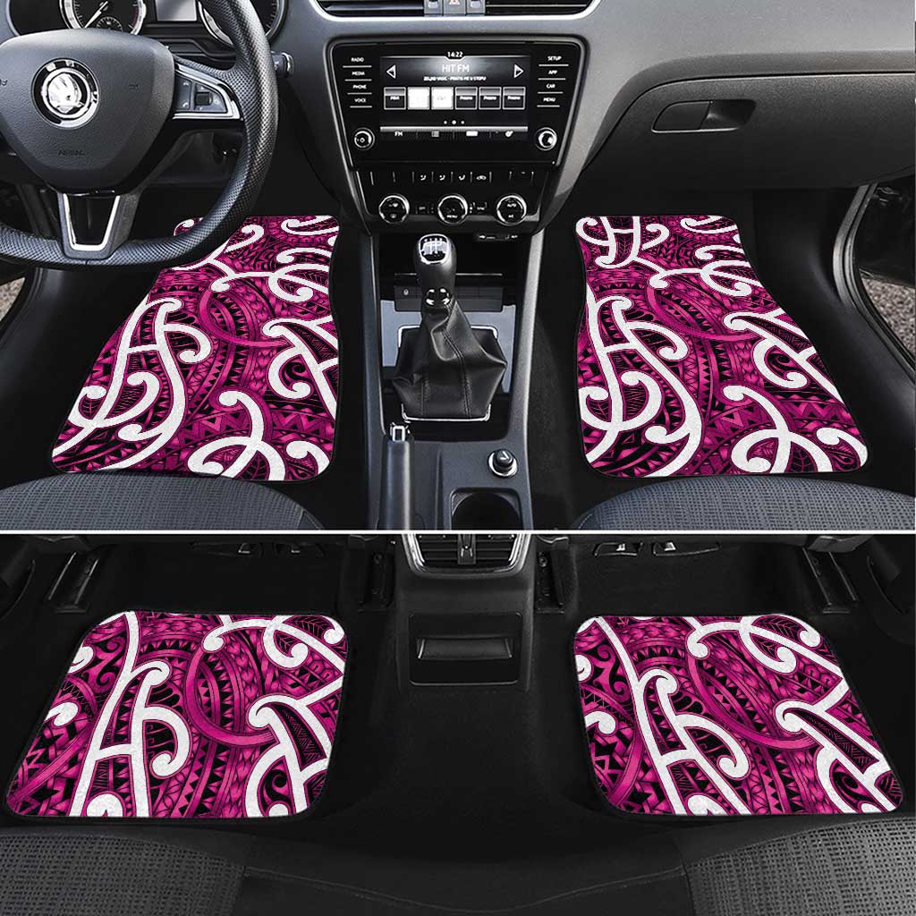 Aotearoa Maori Kowhaiwhai Car Mats Mawhero Puhoro and Patiki LT9 Set 4pcs Pink - Polynesian Pride