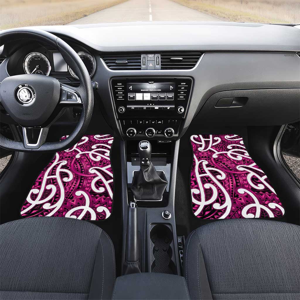 Aotearoa Maori Kowhaiwhai Car Mats Mawhero Puhoro and Patiki LT9 Set 2pcs - Front Pink - Polynesian Pride