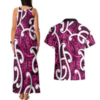 Aotearoa Maori Kowhaiwhai Couples Matching Tank Maxi Dress and Hawaiian Shirt Mawhero Puhoro and Patiki