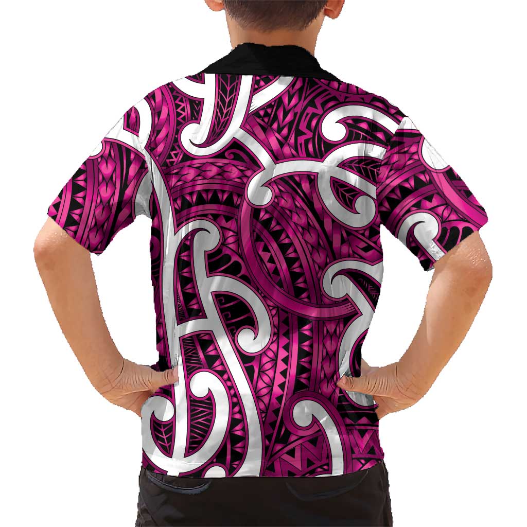 Aotearoa Maori Kowhaiwhai Family Matching Off The Shoulder Long Sleeve Dress and Hawaiian Shirt Mawhero Puhoro and Patiki